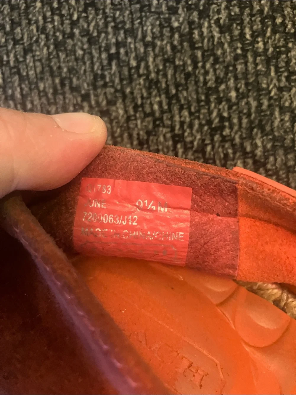 Coach “June” espadrille loafers red/coral suede upper signature logo 9.5